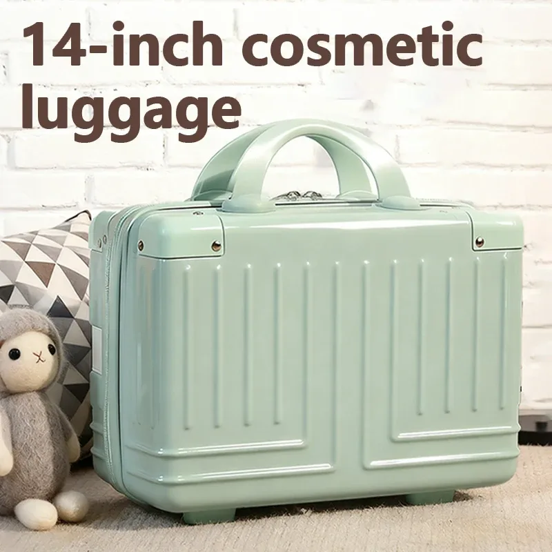 valise cosmétique abs vert pastel rose clair beige stripe nylon handle middle size voyage