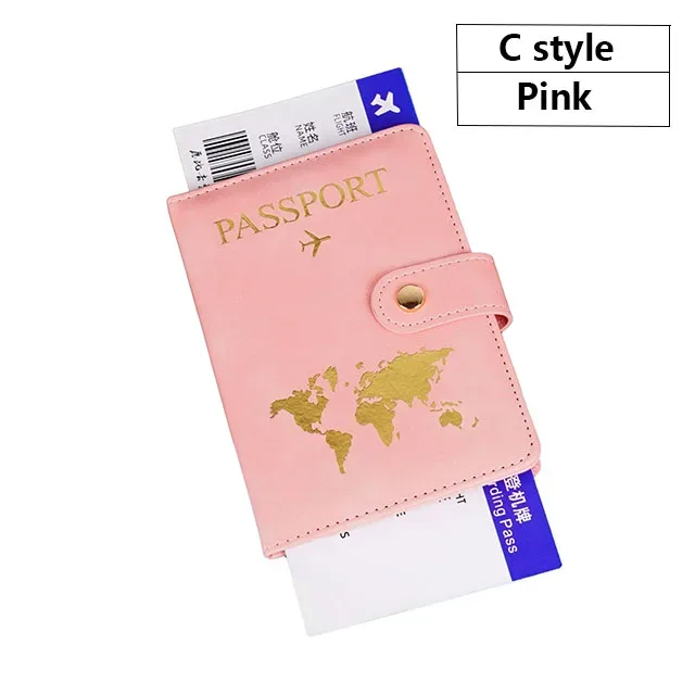 portefeuille de voyage en cuir pu souple multi-fentes avec logo avion, fermeture à pression, porte-cartes sim et porte-documents d'identité