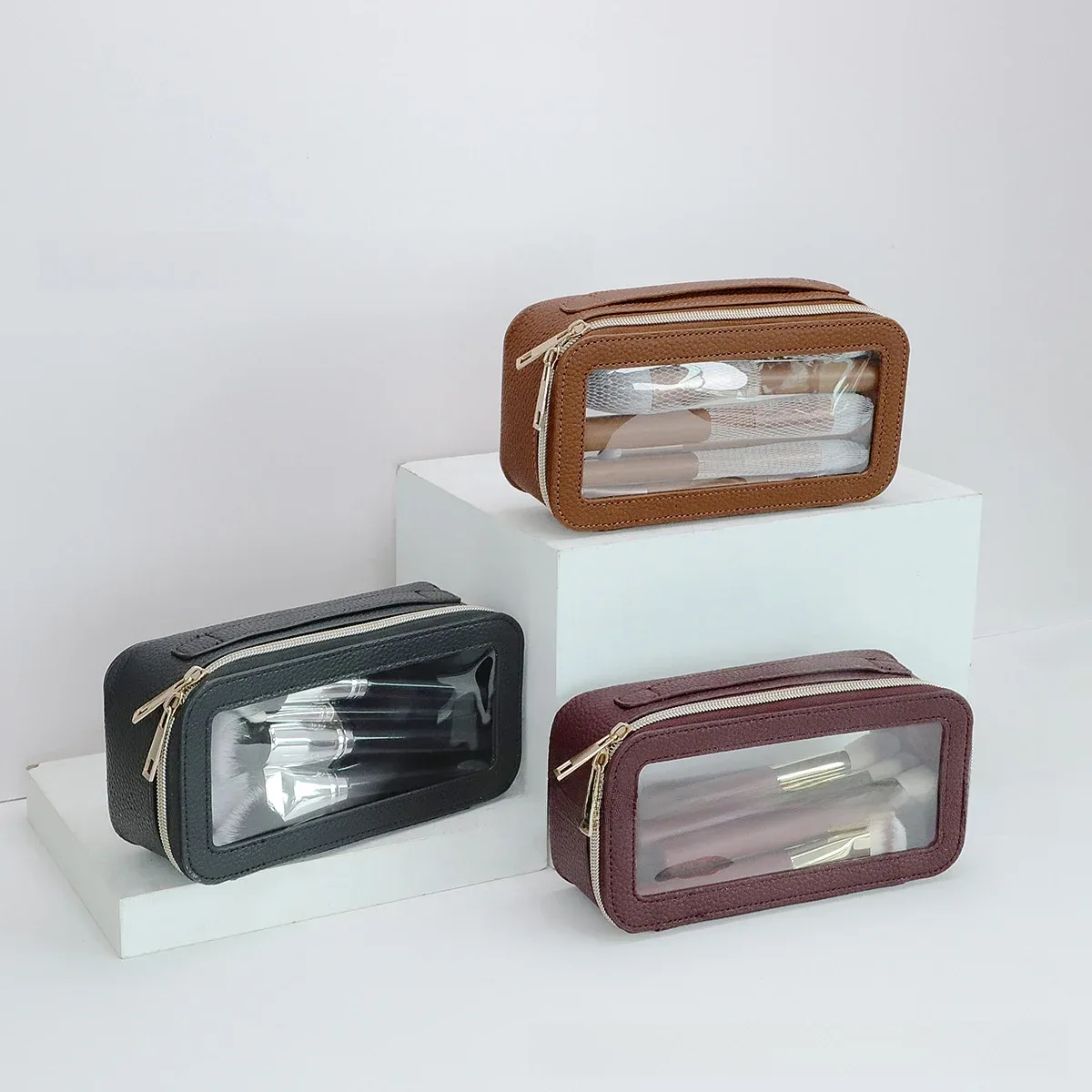 sac de rangement transparent en pvc pour pinceaux de maquillage, grande capacité, sac à cosmétiques de voyage multicolore fiyan transfrontalier mode quotidienne