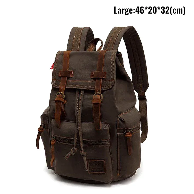 sac à dos rétro en toile pour homme, adapté pour ordinateur portable 14 pouces, vintage, résistant à l'usure, café, livraison au goutte-à-goutte, 36-55l