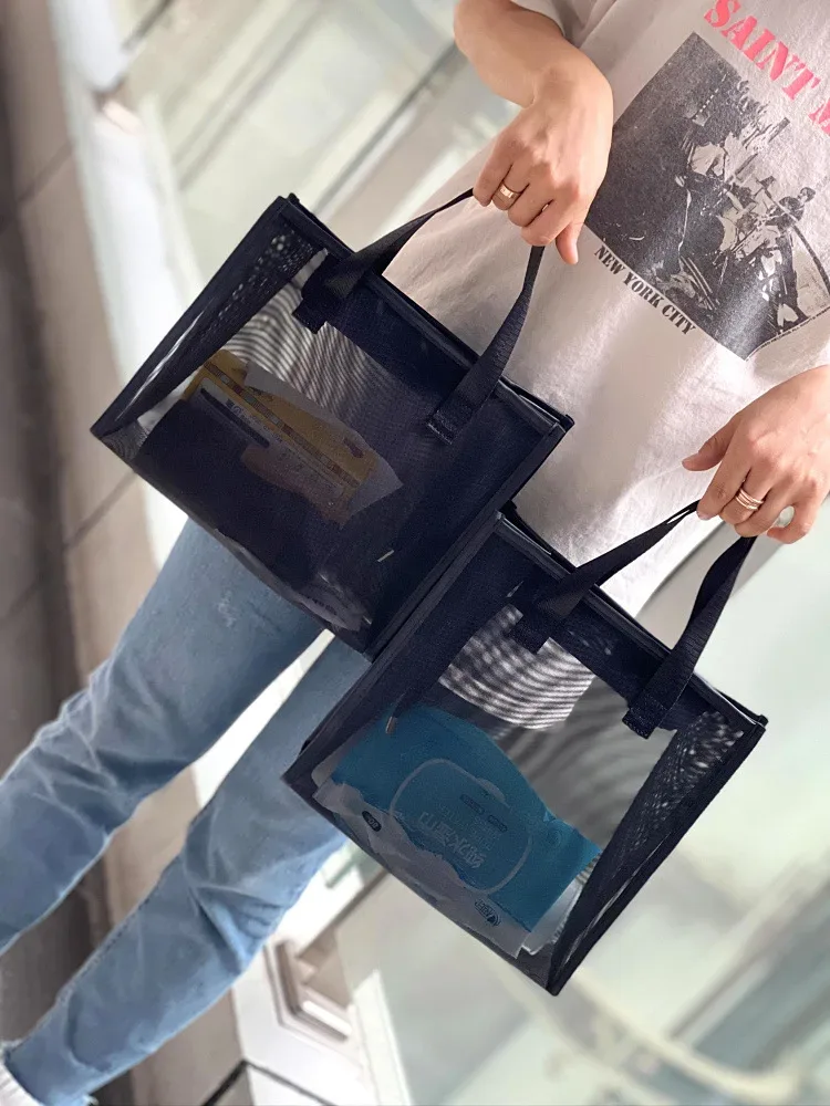 sac en maille avec logo personnalisé, trousse de maquillage à main, trousse de toilette, fitness, yoga, sac de transport pour maman, magasin de shopping