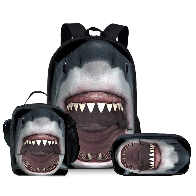 sac à dos pour enfants en trois parties sur le thème des animaux marins, requins, pour garçons et filles, meilleurs cadeaux, sac à dos scolaire dessin animé 2d