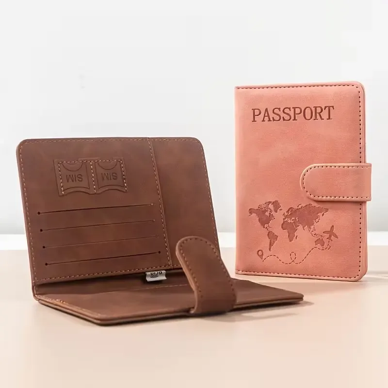porte-passeport de voyage multifonctionnel, porte-cartes, portefeuille, porte-carte d'identité, en cuir synthétique pu, imprimé style resort décontracté, 1 espace de rangement pour billets de banque pour un usage quotidien
