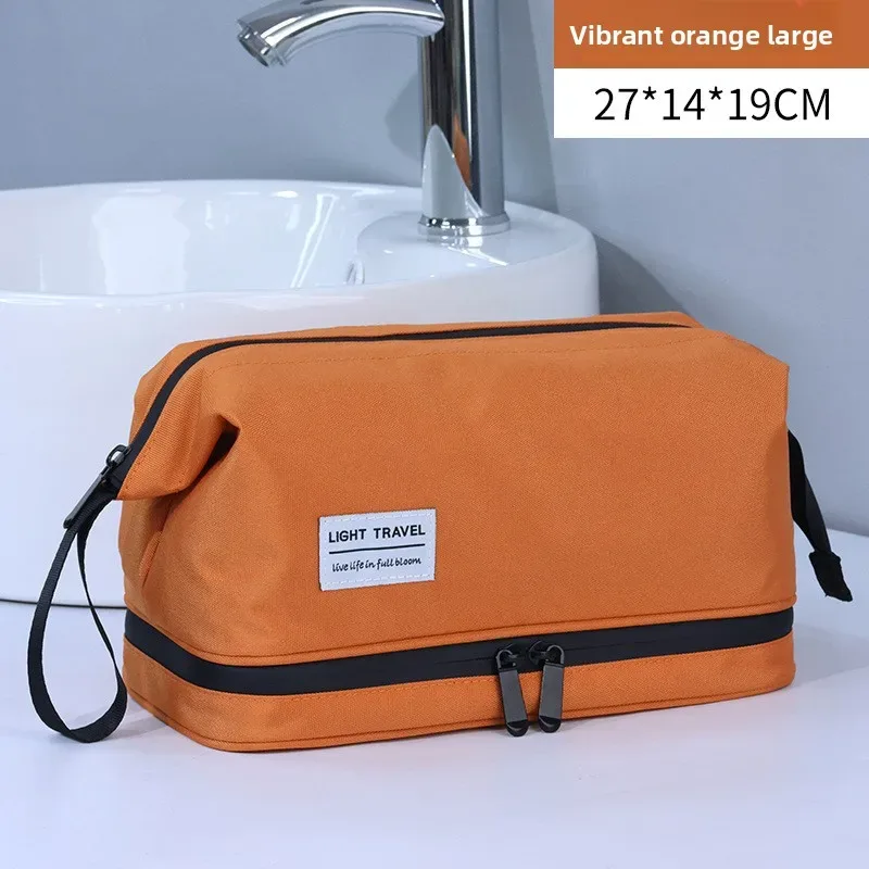 trousse de toilette pour homme avec séparation sec/humide, sac de rangement portable pour cosmétiques, idéal pour les voyages d'affaires, sac à cosmétiques de haute qualité.