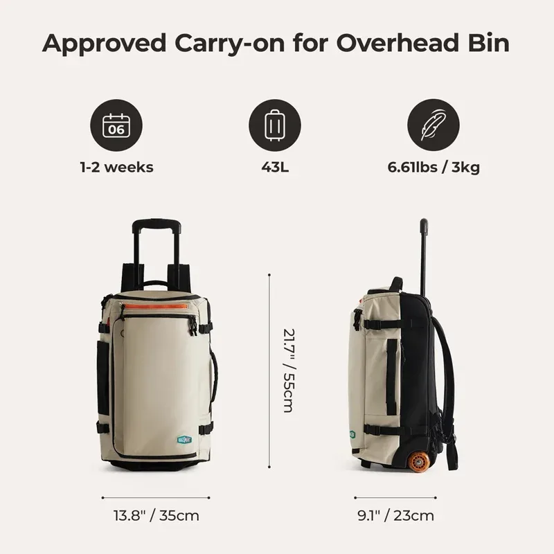 sac dos polyester beige accents noirs orange poches inclues poche rfid grande capacité cadre interne mode transport multiple usage voyage