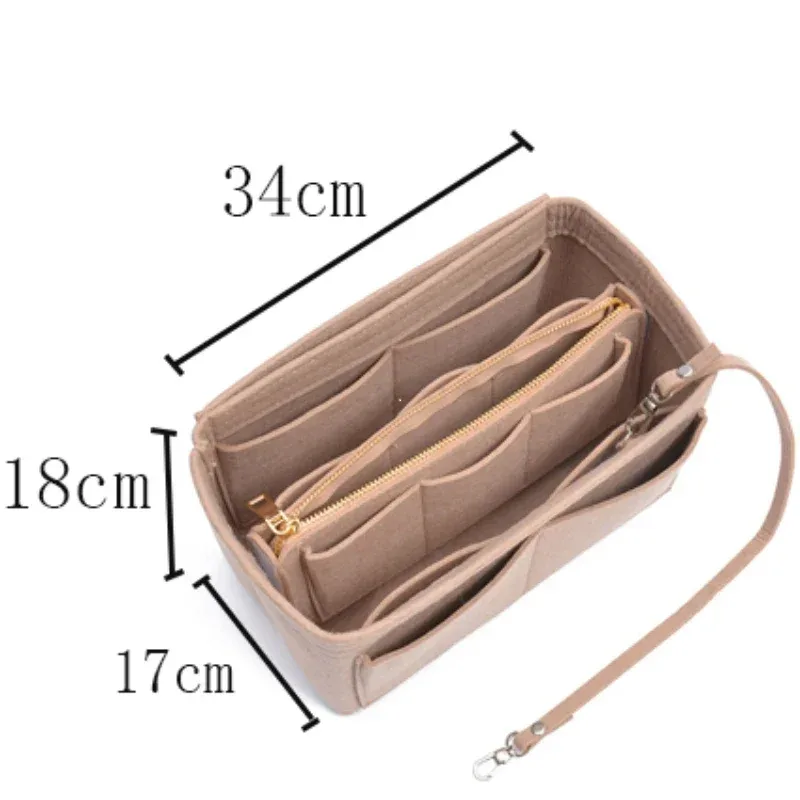 sac de rangement de maquillage multifonctionnel de grande capacité, doublure en tissu feutré, insertion de voyage, sac portable dans le sac, organisateur de cosmétiques