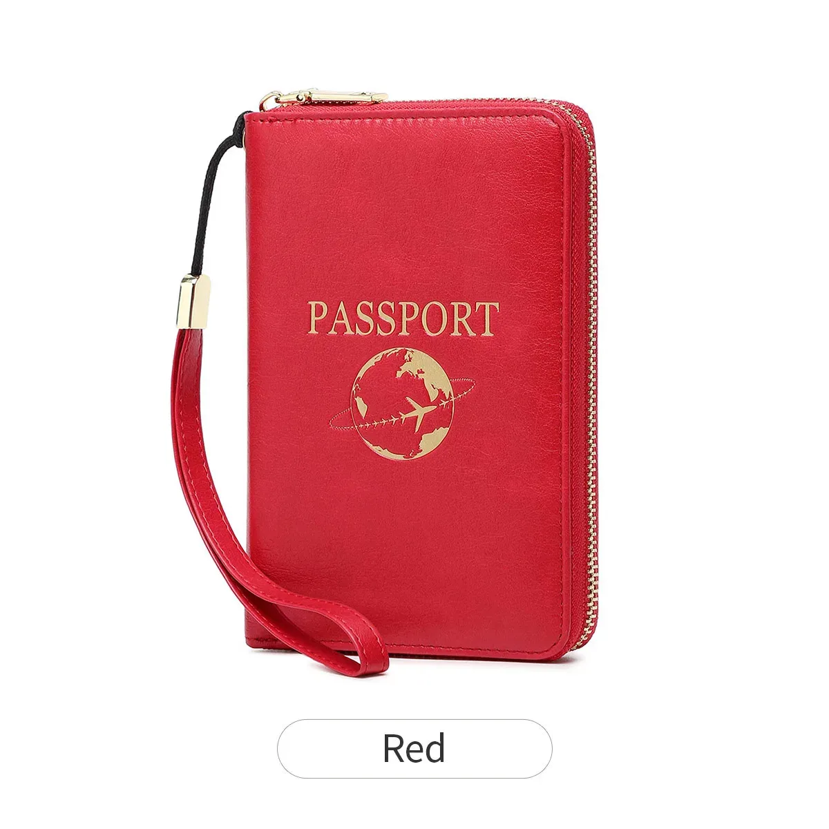 porte-passeport bloquant rfid, portefeuille de voyage, passeport, sac pour cartes de crédit, portefeuille multifonctionnel à fermeture éclair avec dragonne, à la mode