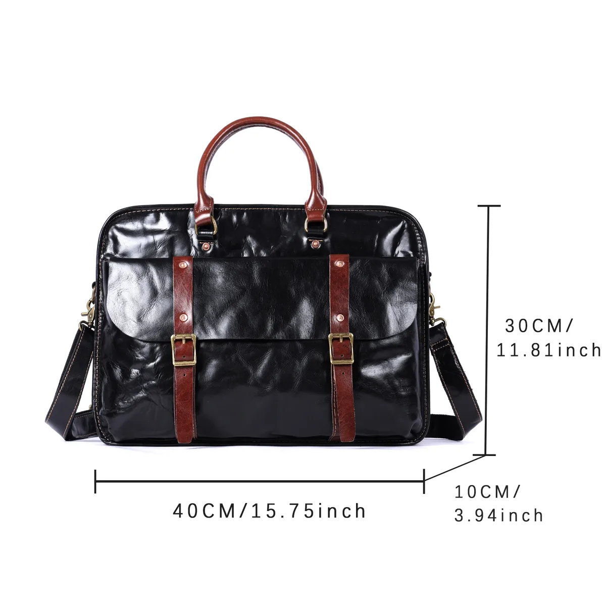 porte-documents en cuir véritable pour hommes, sacoche pour ordinateur portable de 15 pouces, sac messager simple en cuir de vache, style décontracté et professionnel en cuir tanné végétal