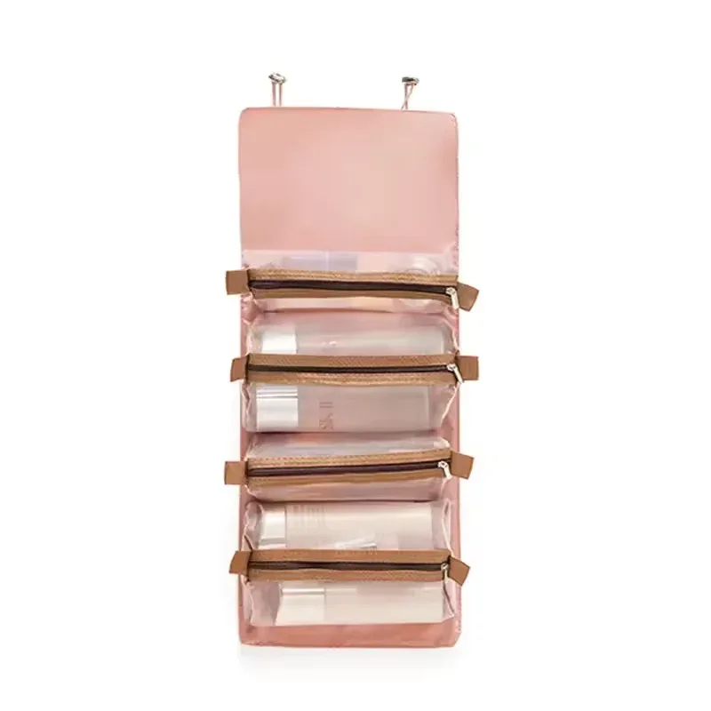 sac à cosmétiques détachable, sac de maquillage portable de grande capacité 4 en 1, sac de rangement pliable pour cosmétiques de voyage, trousse de toilette, 1 pièce