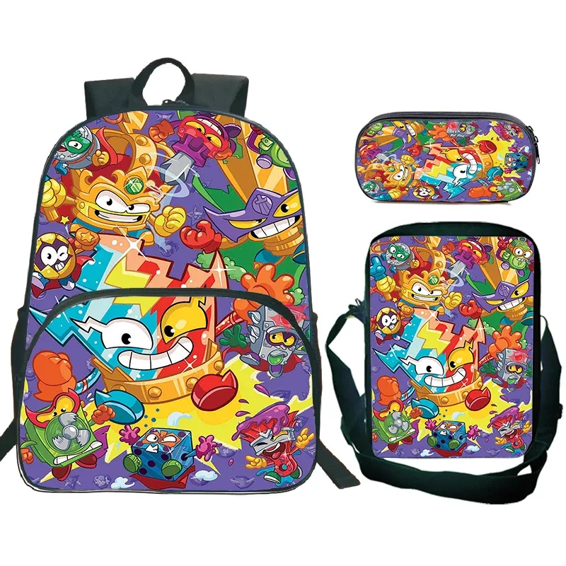 nouveau superthings dessin animé sac à dos 3 pièces ensemble garçons filles cartable sac à bandoulière sac à crayons supthings cartable scolaire voyage mochila