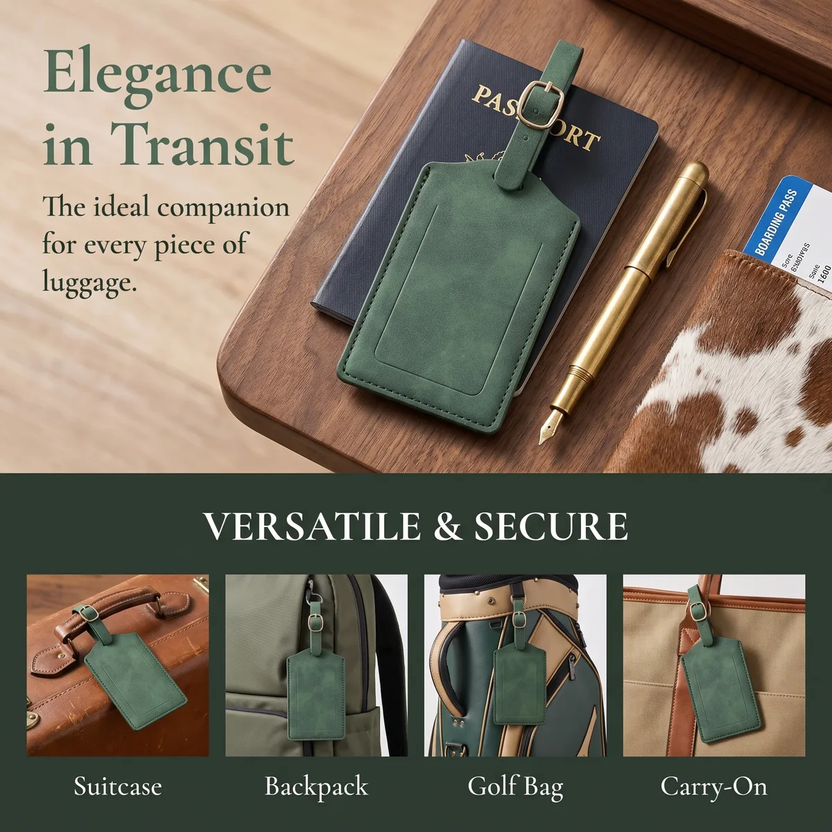 étiquette de bagage en cuir pu, 3/5/8 pièces, boucle métallique réglable, étanche, anti-perte, pour sac à dos, sac de golf