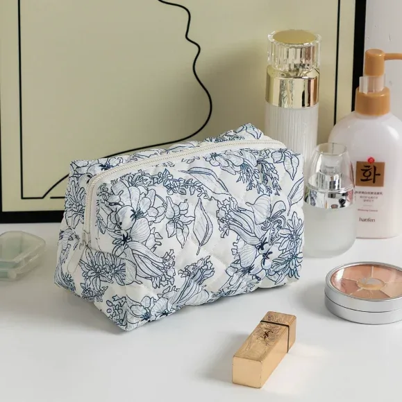 pochette de maquillage brodée de fleurs personnalisée, grande capacité, pochette cosmétique, cadeaux de demoiselle d'honneur, cadeau de fête des mères, sac organisateur de maquillage