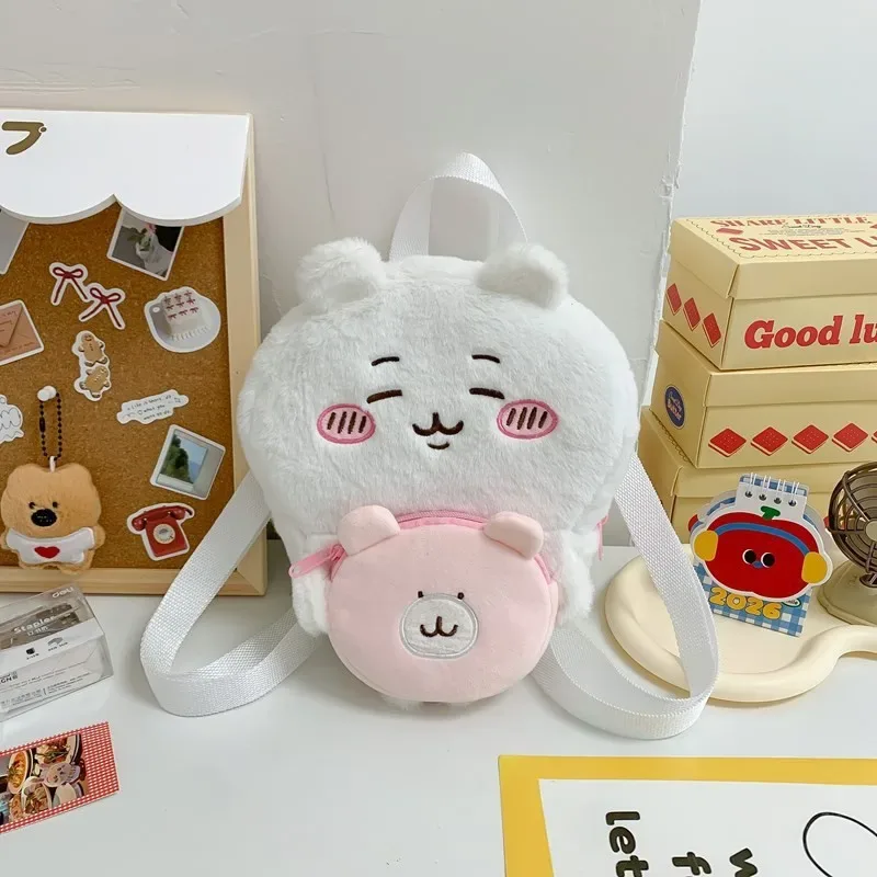 nouveau sac à bandoulière en velours brodé chiikawa, sac à dos de rangement pour figurines anime, sacs kawaii pour femme