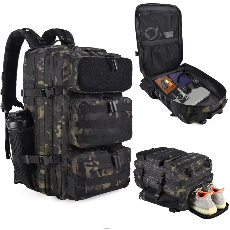 sac à dos tactique lhi 60l pour hommes, sac de sport, de voyage, d'affaires, de camping, de randonnée, avec compartiment pour chaussures
