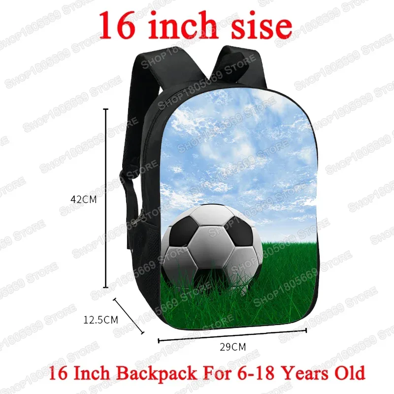 sac à dos imprimé football pour jeunes, cartable d'école, grande capacité, sacs de rangement, sac d'ordinateur, cadeau pour enfants, garçons et bol