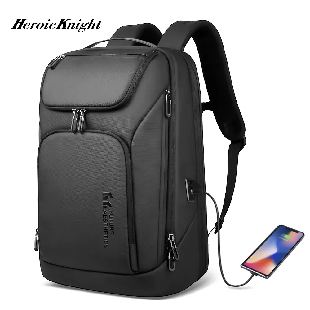 heroic knight-sac à dos d'affaires étanche pour homme, sac pour ordinateur portable 17.3 ", multifonctionnel, haute capacité, sac de voyage de travail avec port usb