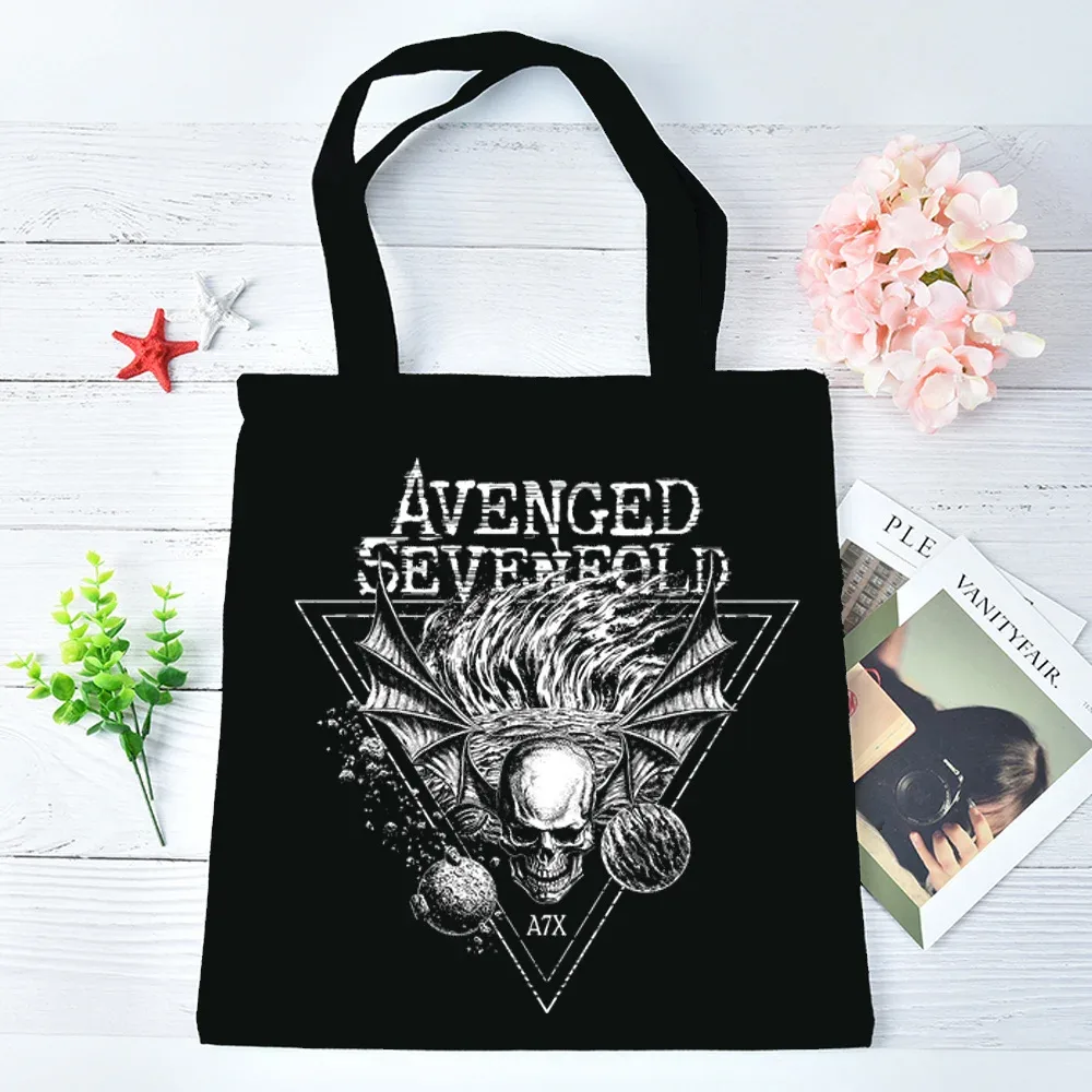 sac fourre-tout avenged sevenfold réutilisable personnalisable, sac à bandoulière, cabas pliable pour femme