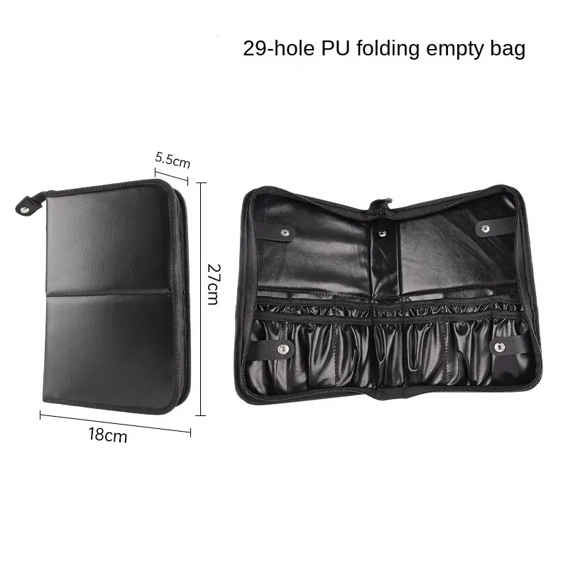 organisateur cosmétique pinceau maquillage sac pliable multifonction pu pvc noir compartiments boutons glissière usage voyage
