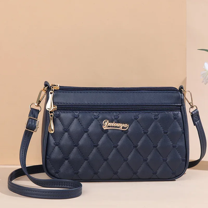 sacs à bandoulière en cuir pu avec fermeture éclair pour femme, petit sac à main, sac à main, grande capacité, fil à broder, initié à la mode, nouveau