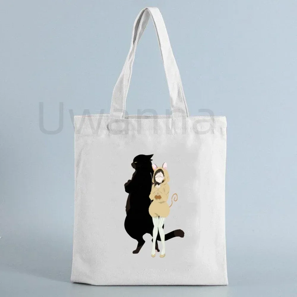 sac à bandoulière en toile de dessin animé, fourre-tout big cat yukichi, le chat masterful est déprimé à nouveau aujourd'hui, sacs de courses, sacs à main d'épicerie