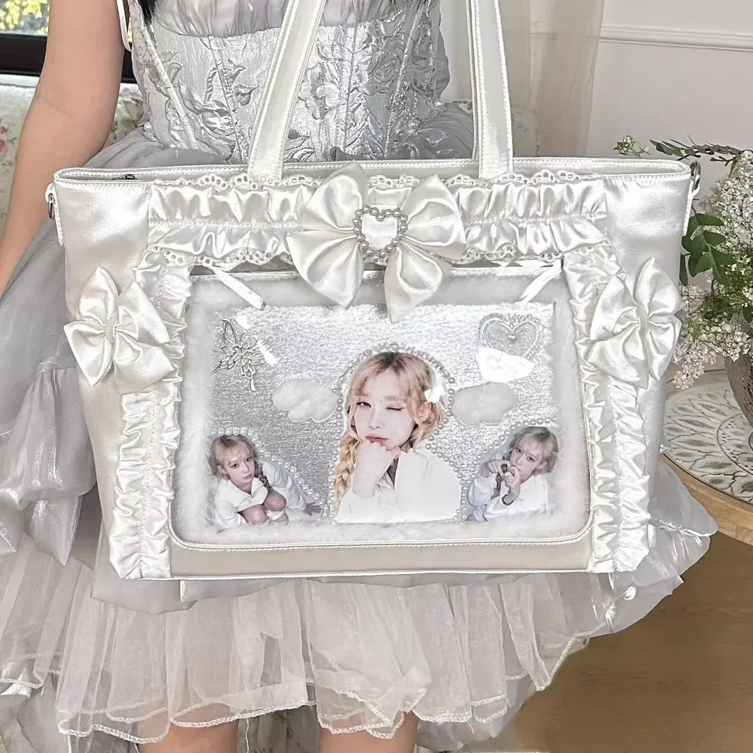 y2k mignon japonais ins ita sac lolita fille fourre-tout transparent sac à bandoulière grande capacité sac à bandoulière décontracté bricolage affichage sacs à main