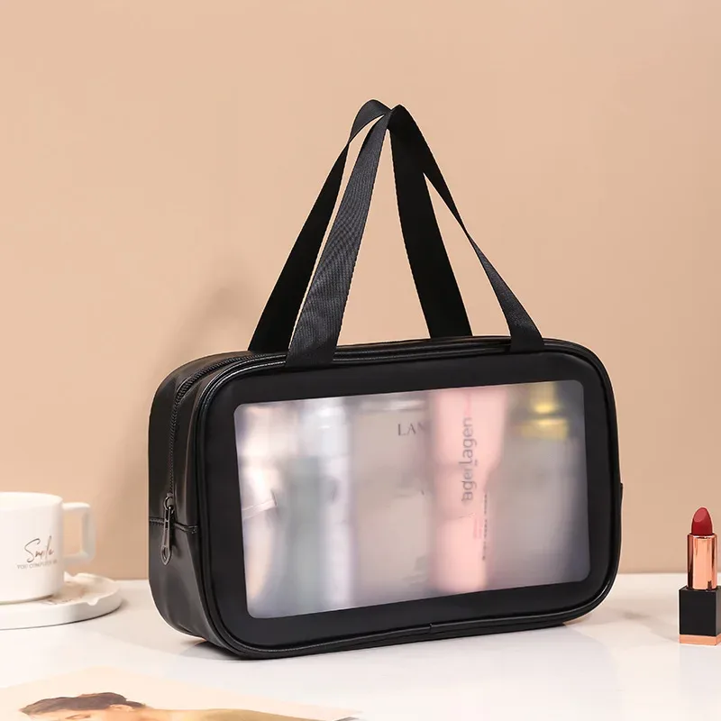 nouvelle trousse de toilette et de maquillage transparente imperméable à grande capacité, épaissie, sans logo, pour voyage, multi-usage, portable, cosmétique