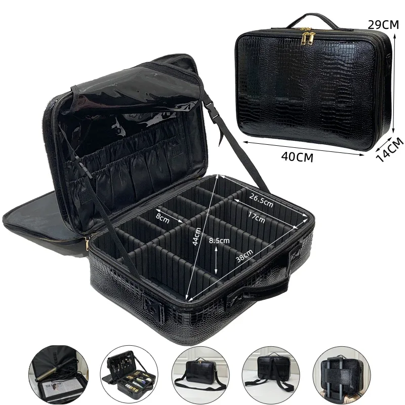boîte à outils semi-permanente à motif d'ongles, grand multi-distributeur, trousse de maquillage professionnelle, sacs à cosmétiques, nouveauté, 2017