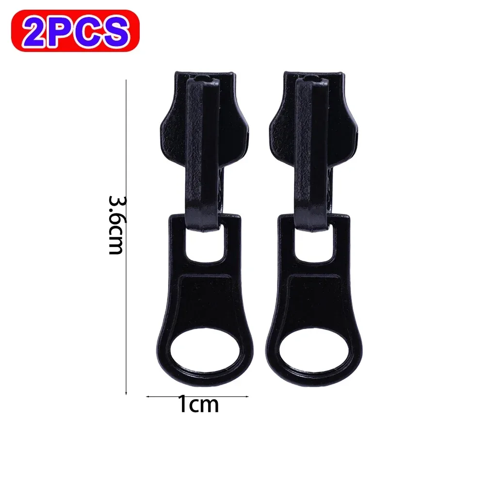 2-10 pièces fermetures à glissière rotatives double face veste robe sac bagages têtes de fermeture à glissière en métal kit de réparation fermeture éclair de remplacement de traction noire