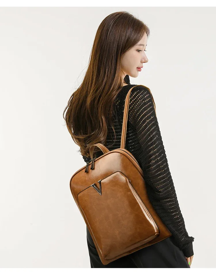 sac à dos design femmes sac de voyage grande capacité sac à dos classique huile cire cuir pu sac à bandoulière mochilas de gran capacité
