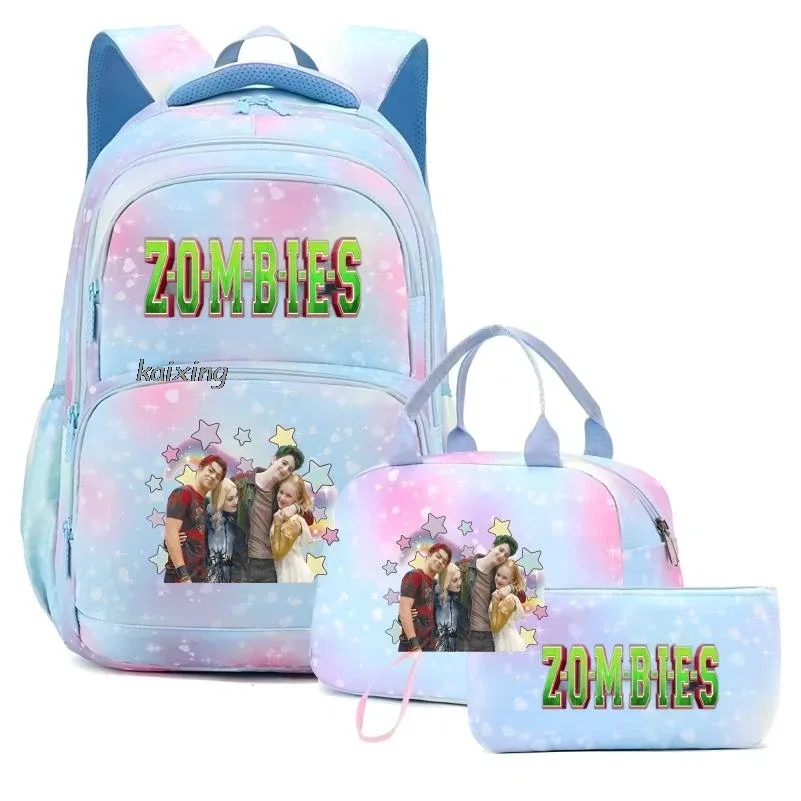 nouveau zombies 4 imprimer enfants sac à dos 3 pièces/ensemble étudiant cartable adolescent fille garçon voyage mochilas sacs à déjeuner sac à dos sac à dos