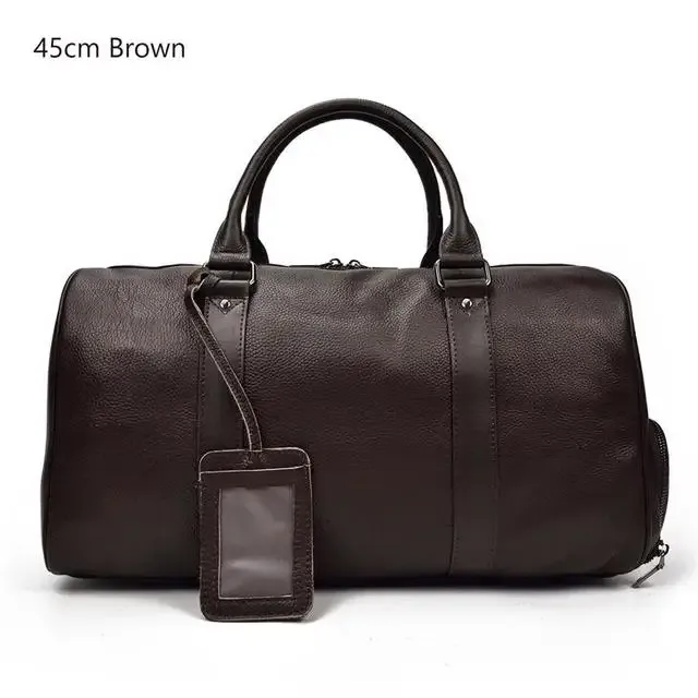 pooloos sacs de voyage en peau de vache naturelle sacs de nuit en cuir imperméables pour hommes bagages à main hommes sac de week-end homme d'affaires 55 cm
