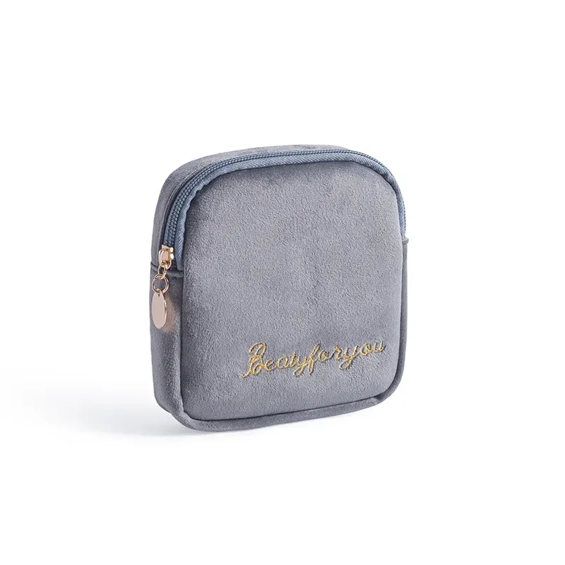 sac de rangement de maquillage en velours doux pour femme, trousse de toilette pour coussinets, trousse de maquillage de voyage gt, trousse de beauté pour évaluateurs