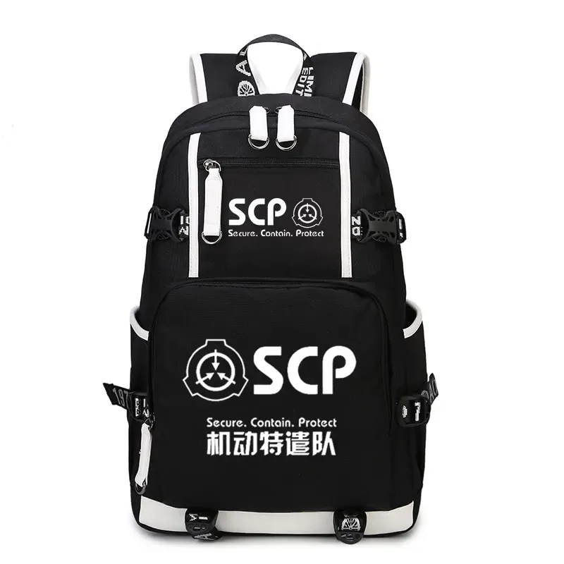sac à dos scp secure contain protect, cartable noir, sacs d'école de dessin animé, sac à dos de voyage lumineux, sacs initiés par ordinateur portable usb