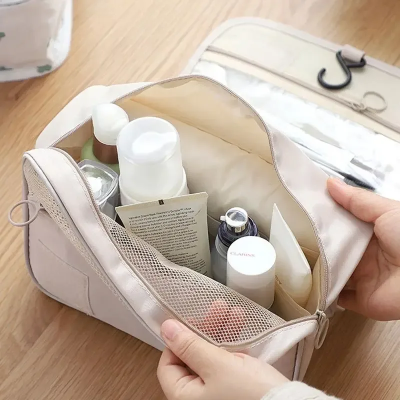 trousse de toilette suspendue pour voyages d'affaires, trousse de maquillage portable de grande capacité pour soins de la peau, sac de rangement pliable avec séparation sèche et humide