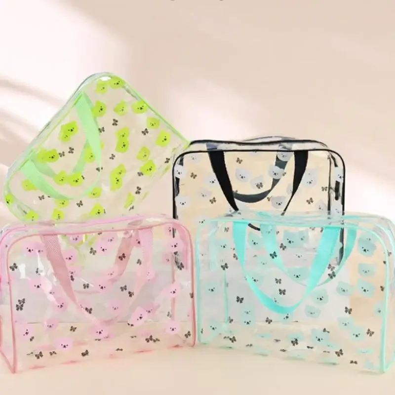 sac à cosmétiques imprimé en pvc, sac de rangement de cosmétiques portable, sac de voyage transparent de grande capacité, 1 pièce