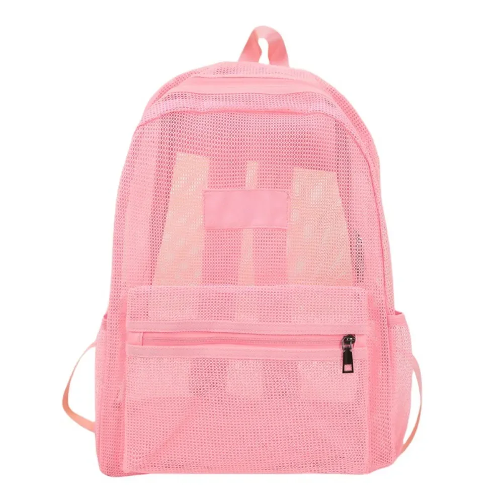 sac à dos en maille respirante, multi-poches, grande capacité, pliable, léger, transparent, pour garçons et filles