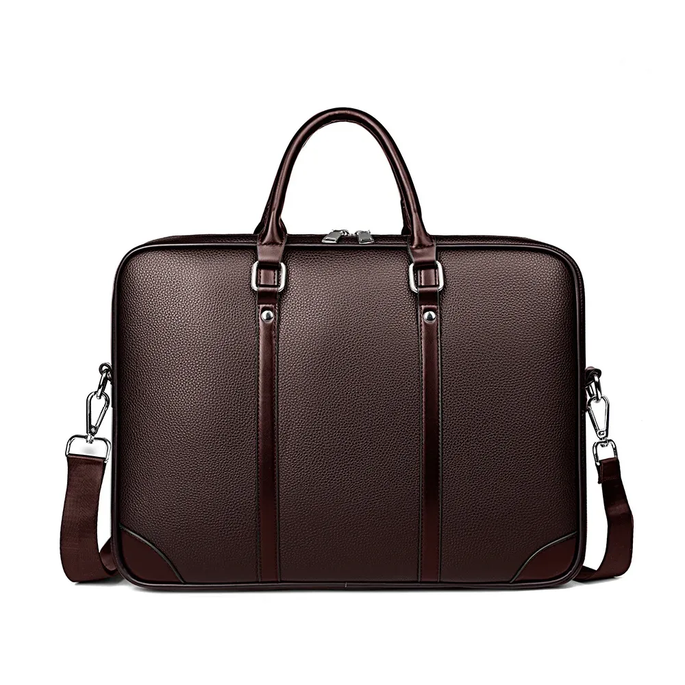 nouvelle mode de luxe en cuir pu affaires hommes porte-documents hommes messager sac à main ordinateur portable concepteur mâle épaule