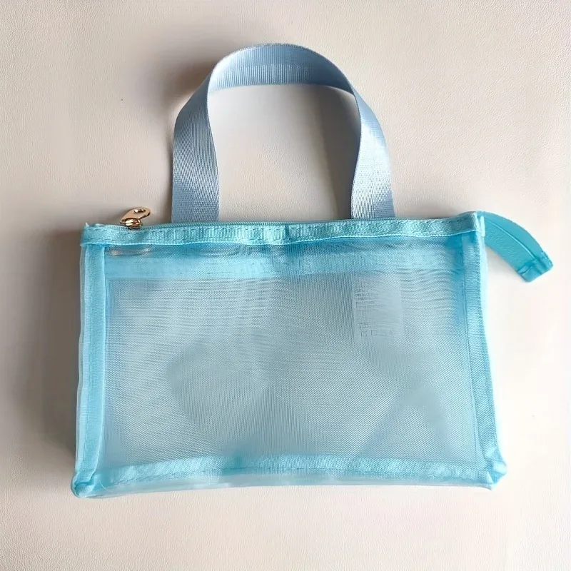 sac de rangement en maille pour maquillage, sac à main en maille, sac de voyage portable pour passeport, trousse de toilette, sac de rangement ajouré