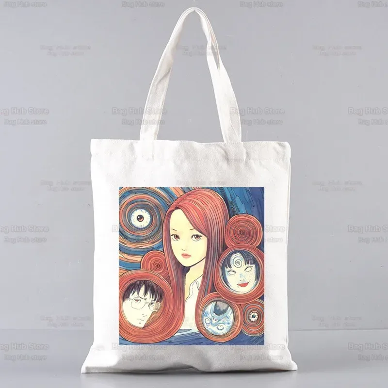 junji ito japonais manga graphique dames sacs à main tissu toile sac fourre-tout shopping voyage femmes eco réutilisable épaule