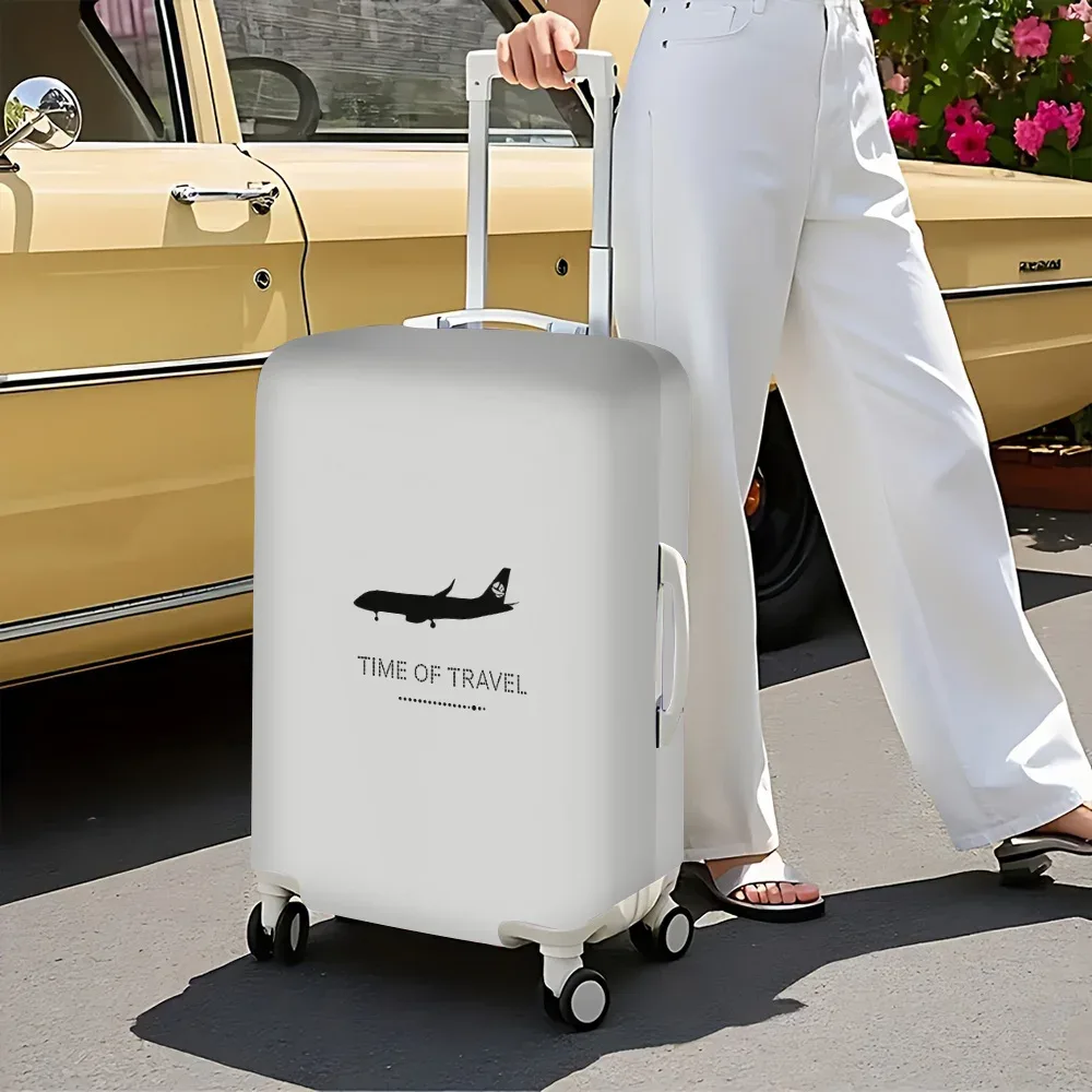 housse valise polyester protection voyage gris bleu noir minimaliste imprimé avion anti poussière élastiques