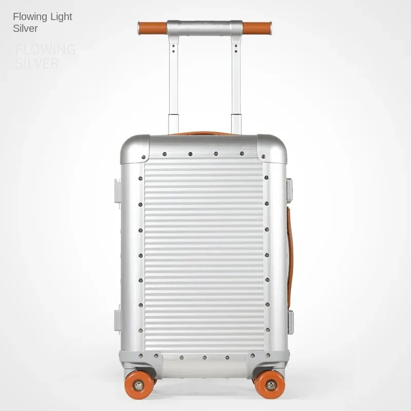 nouvelle valise en alliage d'aluminium-magnésium, 20 pouces, type tt, avec barre de traction et serrure tsa, valises métalliques 24/26 pouces