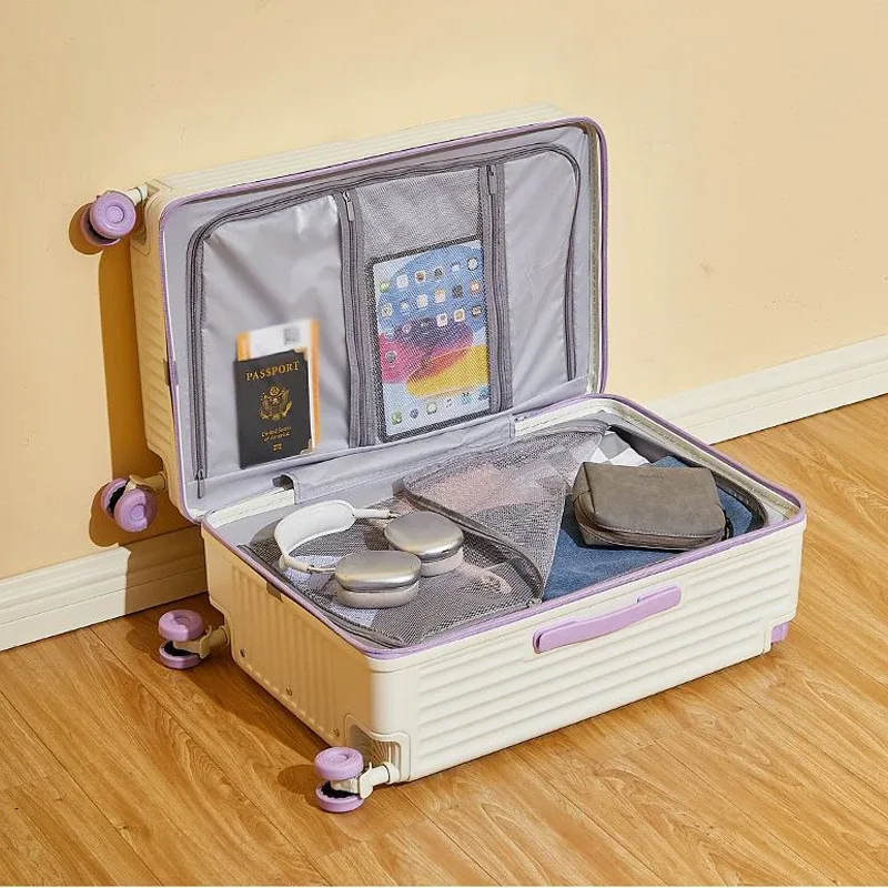nouveau bagage à biellette large ouverture avant sac pour ordinateur portable valises de voyage multifonctions sac de cabine de 20 pouces boîtier de chariot de grande taille