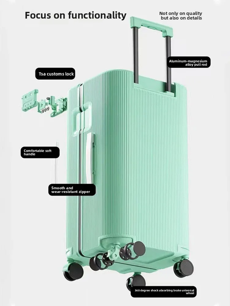 valise de voyage 20/24/30 pouces avec fermeture éclair, grande taille, en pc, avec roulettes, boîte à code, bagage cabine