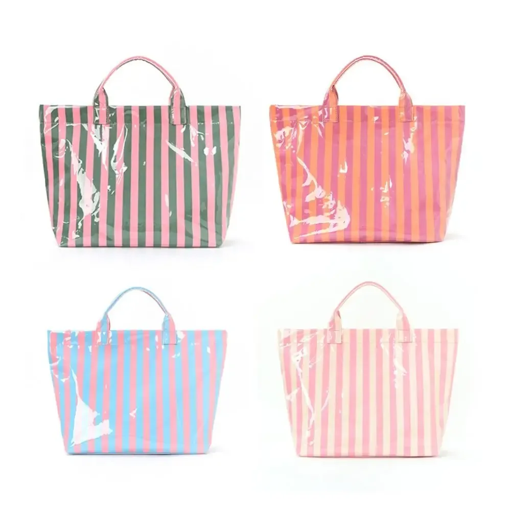 sac à main de voyage en polyester, design rayé, grande capacité, bagage à main, sac à bandoulière, valise de rangement pliable, accessoires de voyage
