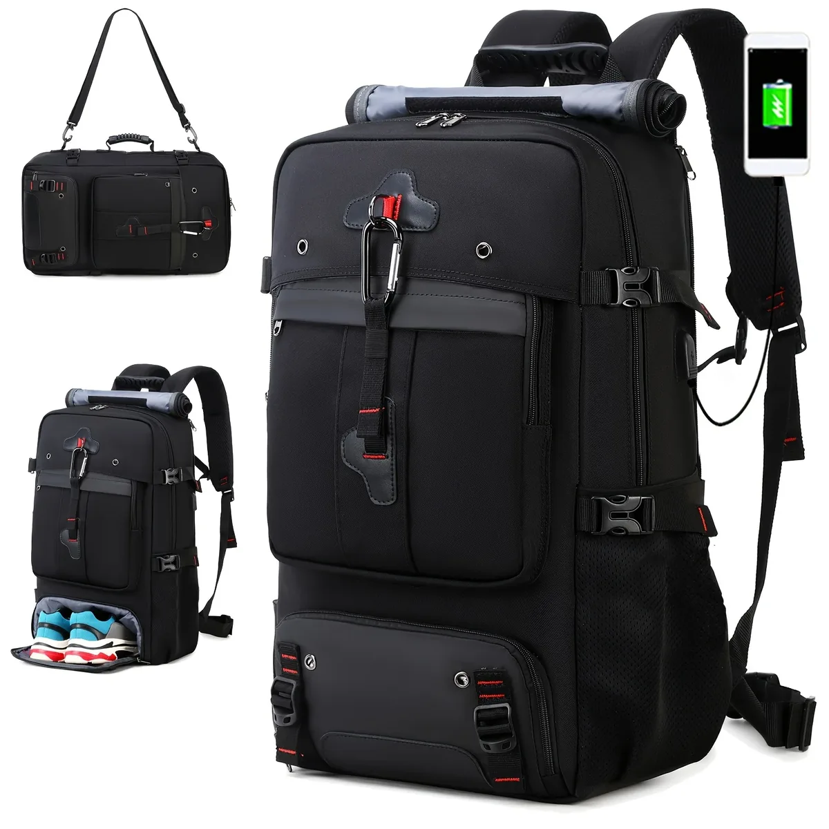 sac à dos de voyage pour hommes et femmes, grand sac à main avec compartiment à chaussures approuvé par la compagnie aérienne, sac à dos pour ordinateur portable 17 pouces, sac de sport