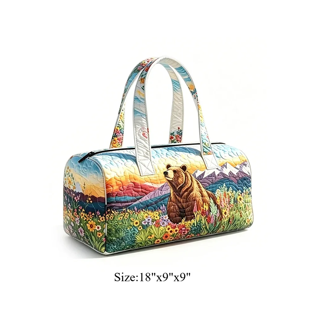 sac de voyage matelassé à imprimé floral vache, sac de week-end léger, bagage à main pour la gym, les sports et les escapades
