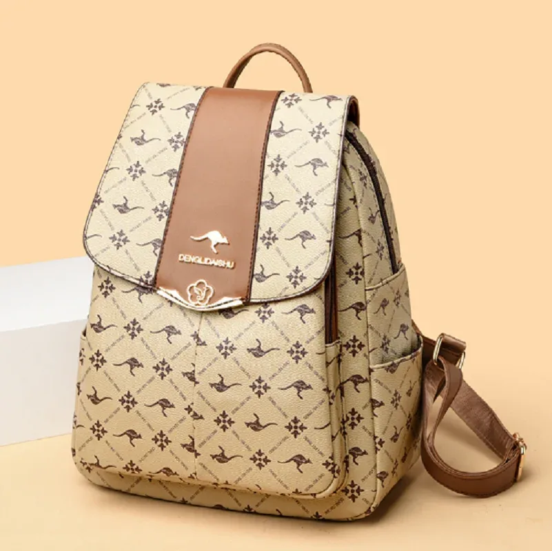sacs à dos en cuir imprimé de luxe pour femmes, nouvelle mode, sacs à bandoulière de voyage de grande capacité, fourre-tout pour ordinateur portable, sac d'école