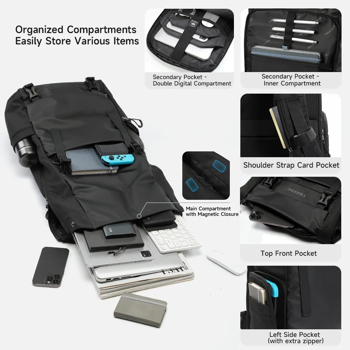 tigernu voyage sac à dos mâle tpu sac à dos étanche hommes sacs extensible hommes sac à dos sacs d'affaires école sac à dos