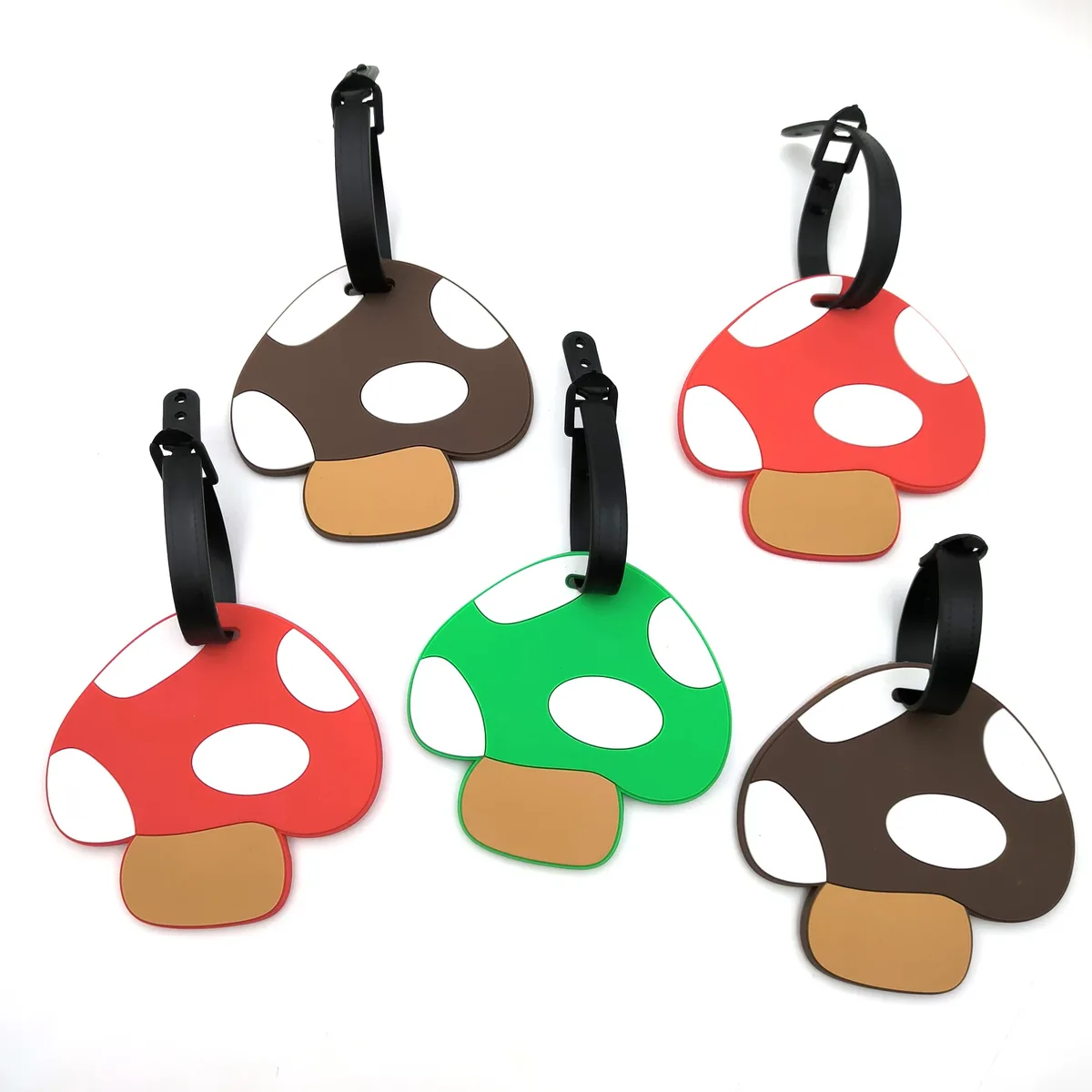 étiquette de bagage champignon mignon, article personnel, étiquette de signalisation anti-perte, sac de livre créatif pour couple, étiquette suspendue unisexe, 1 pièce/3 pièces