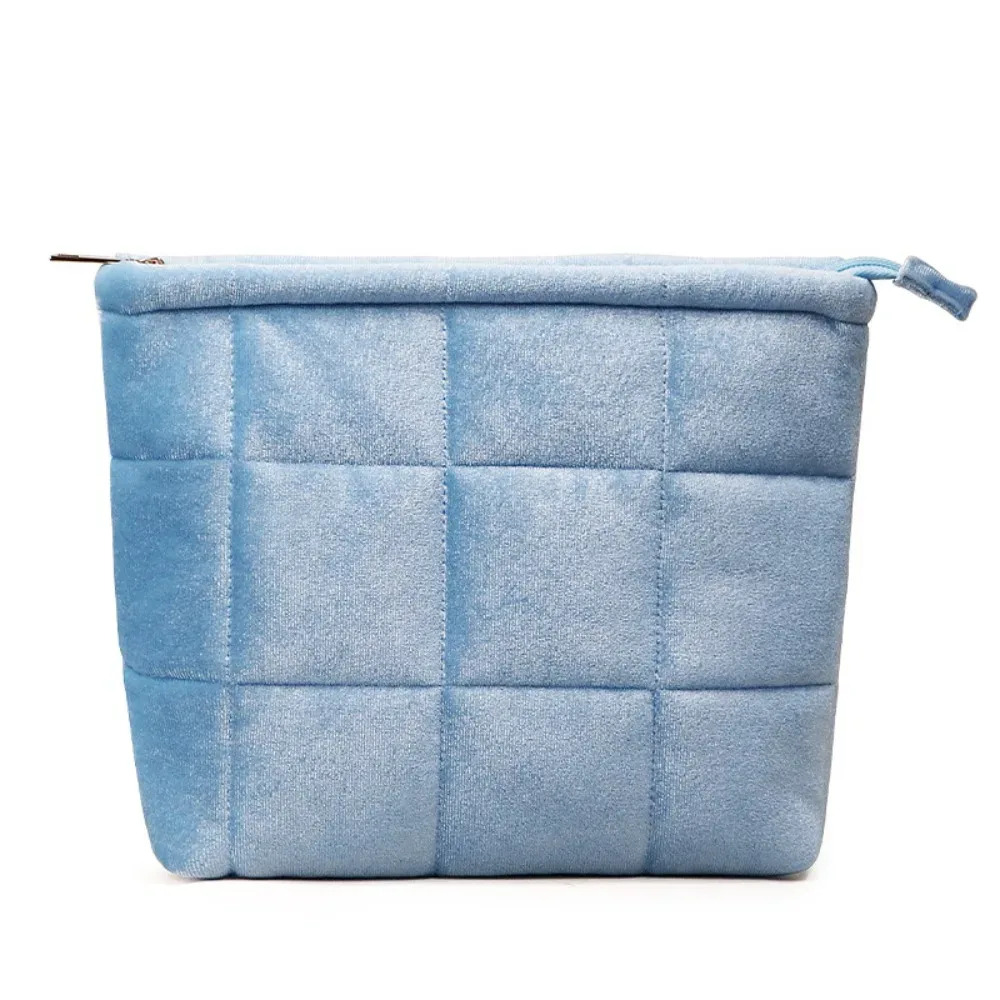 sac cosmétique matelassé en velours, sac de rangement solide, grande capacité, léger, fermeture éclair, trousse de toilette de voyage, document, mode